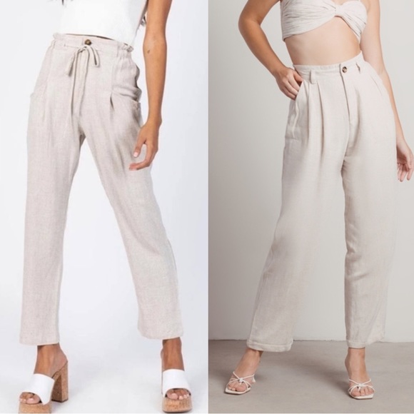 Princess Polly Pants - Princess Polly High Waisted White Linen Pants
